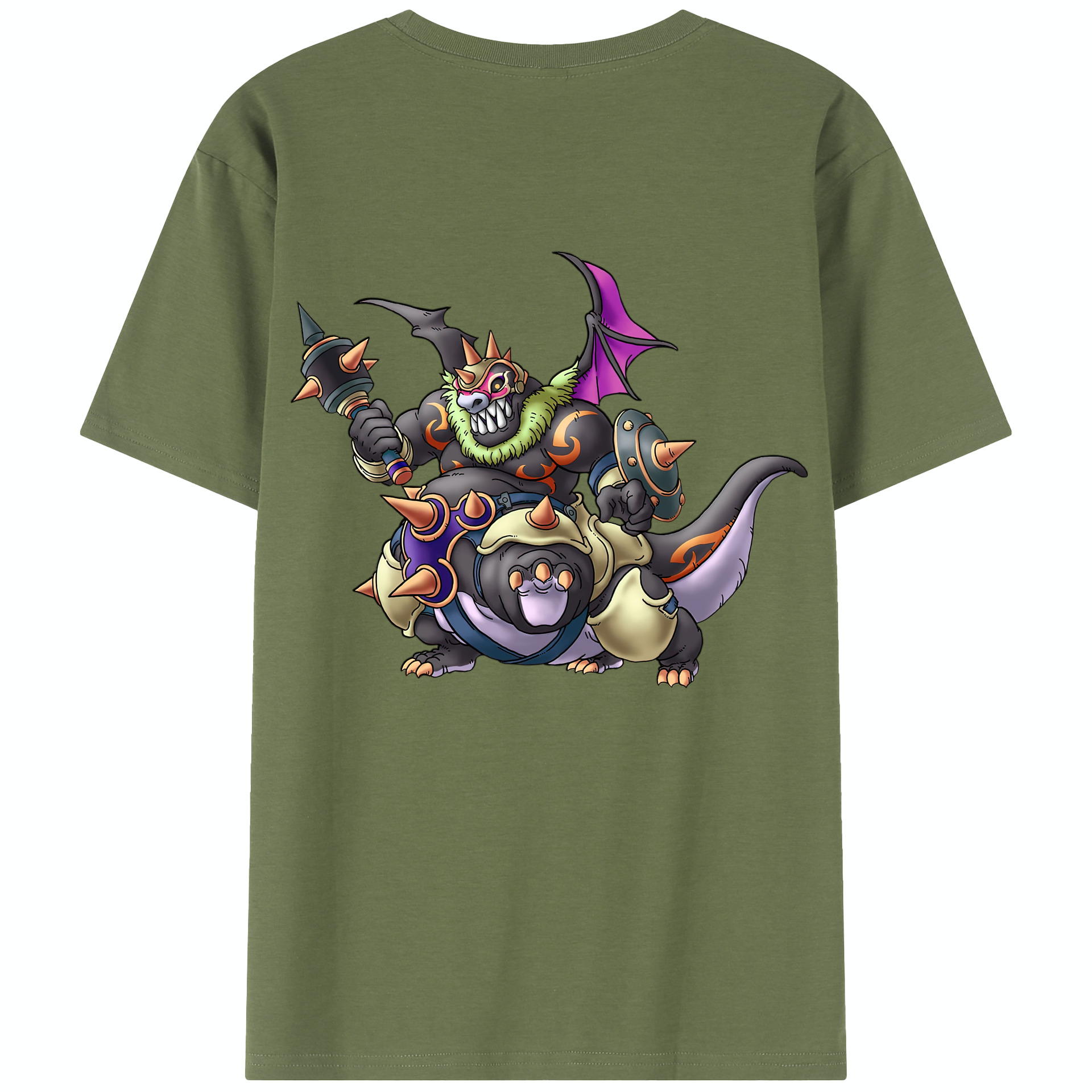 （画像用） ドラゴンクエスト Doragon Kuesuto Dragon Quest 綿100％半袖Tシャツ（背面プリント）
